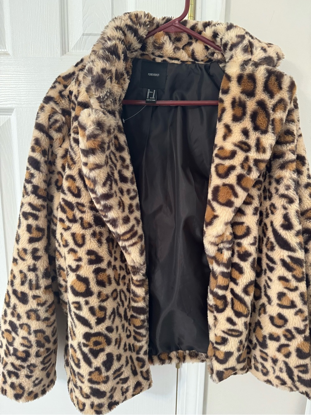 Forever 21 Leopard-Print Faux Fur Jacket - Tan & Black